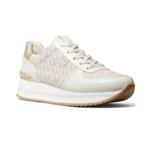 NWT Michael Women's Kors Monique Trainer Lace-up Sneakers Cream 9.5 M - Picture 1 of 2
